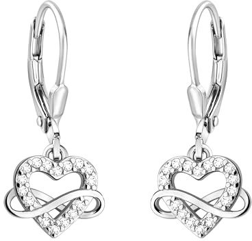 SOFIA MILANI - Damen Ohrringe 925 Silber - mit Zirkonia Steinen - Herz Unendlichkeit Ohrhänger