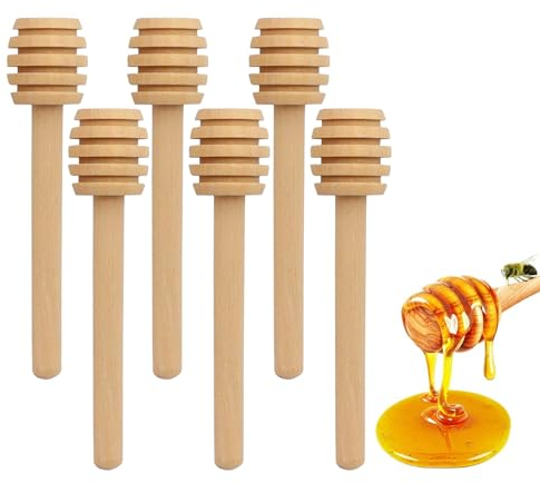 6 Stück Honiglöffel Holz, Honigspirale Honigstab Set Honigrührer aus Holz Honig Rührstäbchen Honigheber Dosierer zum Auffangen und Abgeben von Honig-Marmelade-Sirup(8cm,10.5cm,16cm)