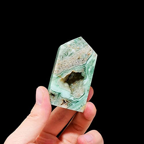 EKFBQBGW Natural Chlorite Tower Crystal Point Rare Stone Collection Verde Fountain Four Pillar Decoration Home Collections (Size : 50-70g)