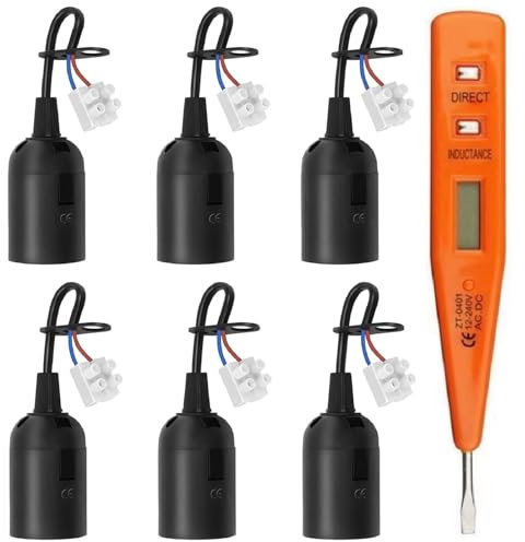 E27 Lampenfassung, 6 Stücke Baustellenfassung Mit Kabel Und Spannungsprüfer Für Wohnzimmer, Kronleuchter, Küche, Schlafzimmer