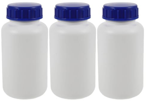 JECOMPRIS Kunststoffflaschen Reagenzflasche 3 Stück 500 Ml Kunststoff Leere Reagenzflasche Weithals-probenahmeflaschen Weiße Mit Blauem Schraubverschluss Für Labor Klassenzimmer Zuhause