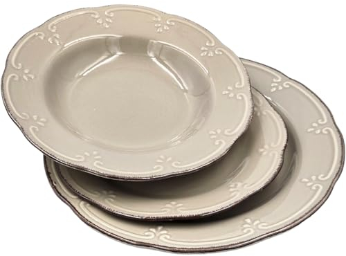 VAJILLA PORCELANA GRES MORDERNA CALIDAD 6 PERSONAS (18 PIEZAS) VERDE - BEIGE (BEIS) - BLANCO (BEIGE (BEIS))