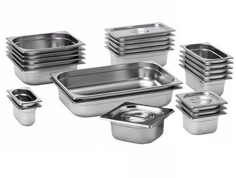 Gastronorm Pan Stainless Steel Gastro Container Tray Bain Marie Food Pot Lid 65 mm With Lid