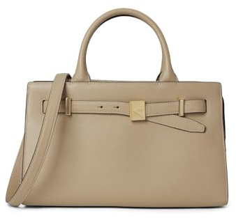 kate spade new york Women's Deco Pebbled Leather Medium Satchel Bag, Timeless Taupe, One Size
