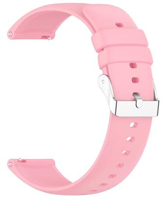 Foyscr Silicone Strap, Quick Buckle Waterproof Soft,Stainless Steel Buckle, Unisex Smartwatch Band, Sport Watch Strap (Pink-22mm)