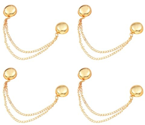4 Stück Magnetische Kleidungsklammern, Magnetische Knopfklammern, Schal-Dornschließe, Ausschnitt Verkleinern Clip, Hijab Magnet Pins mit Kette, Kleidung Zubehör Damen für Röcke, Hemden
