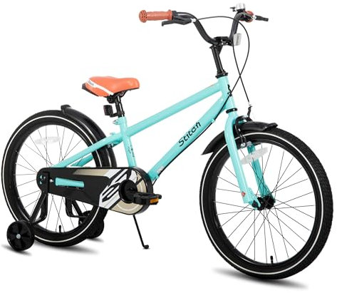 STITCH 20 Zoll Kinderfahrrad für 6-9 Jahre Mädchen & Jungen, 20 Zoll Kinderfahrrad mit Stützrädern,Grün