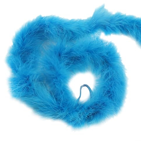 JIHUOO 16 g 2 m lange Party Federboa Flauschige Boa Schal Hochzeit Federboas Kostüm Boa Federn Farbe Handwerk Federboa 1920er Flapper Zubehör für Frauen Weihnachtsbaum Dekoration Blau