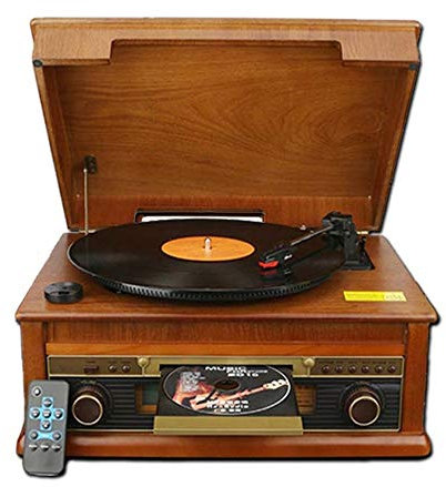 asdchZen Lecteur De Vinyle Vintage, Platine Vinyle Rétro Classique, Lecteur De Disques De Style Connexion sans Fil, Enregistrement Mp3 Gramophone en Bois Naturel