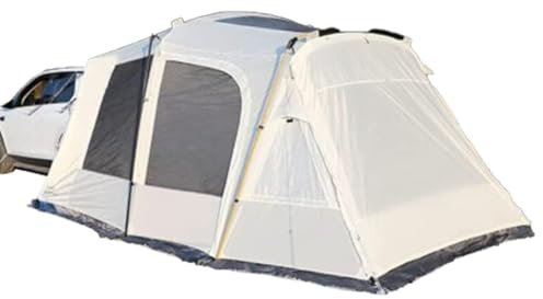 Car Tailgate Tent, Car Awning Camping Tent Campervan Canopy, Car SUV Tent Attachment for Camping, Family Tourist, Fishing & Picnic Travel Off White Rainfly & inner Tent