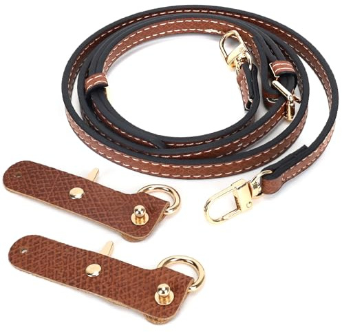 GADITIEK Schultergurt für Long champ Tasche Damen, No-Punch, längenverstellbarer Ersatzriemen aus Leder, Schulterriemen, passend für Mini-Größe (Braun-2, 0.9CM)