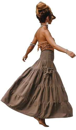 JENJON Donna Gonna Lunga da Spiaggia Bohémien Casual Estivo 2 in 1 Vestiti Elegant Gonna con Tasca