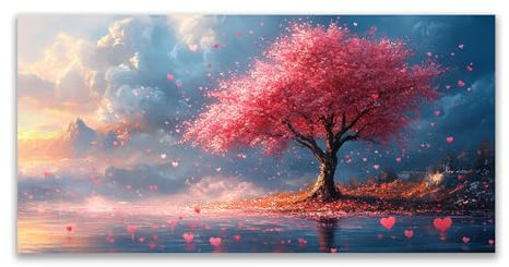 JOSUE Albero della Vita Quadri Moderni pittura su tela, Minimalista Colorato Pittura Quadri Moderni Poster Camera da letto Decorazioni murale - 80x160cm Non incorniciato(Rosa)