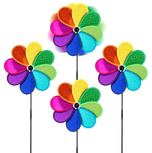 Molinillo de Viento Jardin,4 Piezas Molino de Viento Repelente de Aves,Reflectante para Control de Aves,Molino de Viento Repelente Aves,para Jardín,Patio,Tierra de Cultivo