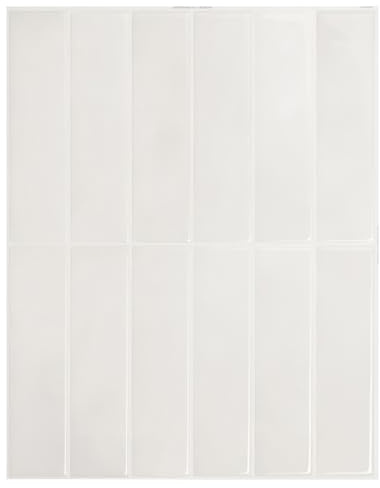 6 Sheets White Peel and Stick on Wall Tiles, VEGCOO 3D Self Adhesive Wall Tiles Rectangle Peel and Stick Backsplash Tile for Kitchen Bathroom, 29 × 21 cm, White