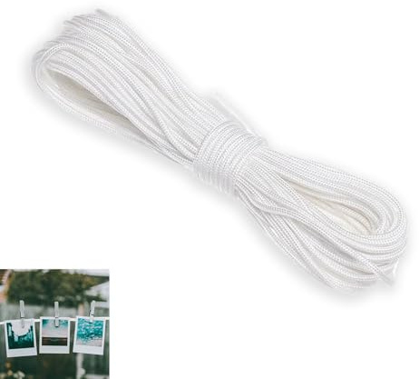 20 Metres 2.5mm Nylon Picture Hanging Cord White, Heavy Duty Nylon Cord for Pictures Frame String, 30kg Capacity, Perfect for Mirrors, Paintings, Decor & Craft Projects