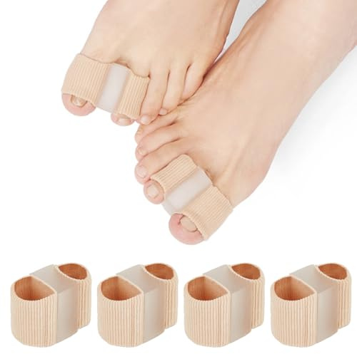 JUGUTA 4 Piezas Separador De Dedos, Almohadillas Juanetes Con Tiras De Gel, Corrector De Juanetes De Gel De Doble Bucle, Corrector De Juanetes Para Aliviar El Dolor De Juanetes Y Los Dedos Superpuesto