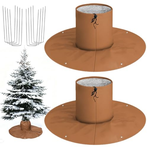 LINSOCLE 2 Stück Winterschutz & Kälteschutz für Palmen & Olivenbäume - Wurzel-Frostschutz mit DREI Isolierungen - Außen-Abdeckung, Unterer Durchmesser Ø 100 cm