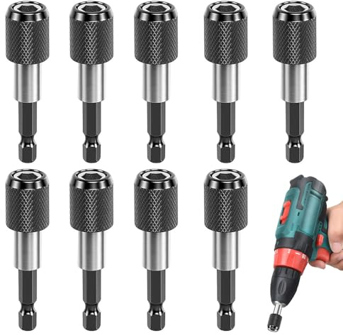 SKJJM 9 Piezas Portapuntas Magnético, Porta Puntas Atornillador 60mm 1/4 Portapuntas, Vástago Hexagonal Porta Puntas Magnetico, para Taladros y Atornilladores, Destornillador