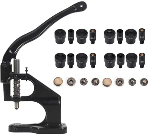 WUTA Hand Press Machine for Buttons & Snaps, Manual Mute Rivet and Eyelet Setting Tool with Moulds for Home Craft(Button Mold kit-666+665+633+831