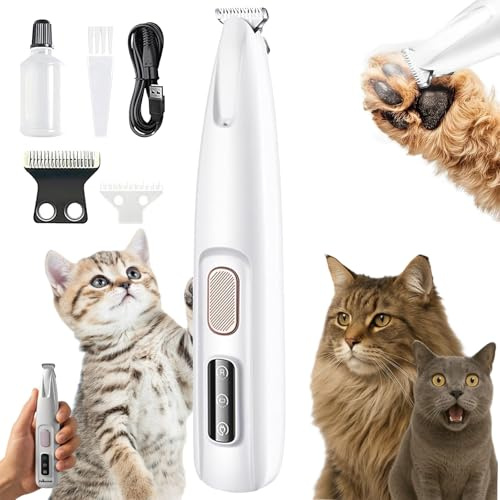 Tondeuse De Précision Pour Chat, Tondeuse Pour Chien Silencieuse Tondeuses À Pattes Avec Led & Usb-C, Lames Céramique Et Inox, Étanche, Toilettage Zones Sensibles Sans Stress (B)