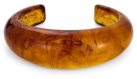 TOVABA Cuff - Pulsera para mujer, elegante, de resina, color ámbar, diseño moderno, duradero y respetuoso con la piel