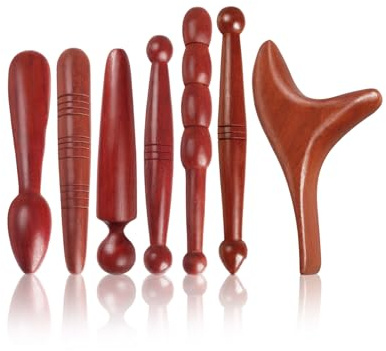 ALONK 7 Stück Triggerpunkt Drücker, Kompakte Massage Holz, Triggerpunkt Massagegerät für Entspannung Füße, Arme, Schultern, Rücken, Nacken und Beine, Ideal für Zuhause, Reise