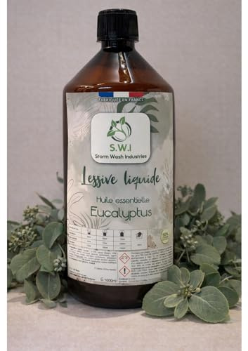 Lessive Liquide à l'Huile Essentielle d'Eucalyptus, Concentrée, Formule Fraîcheur Pure, 1L, Pour Tous Types de Linge