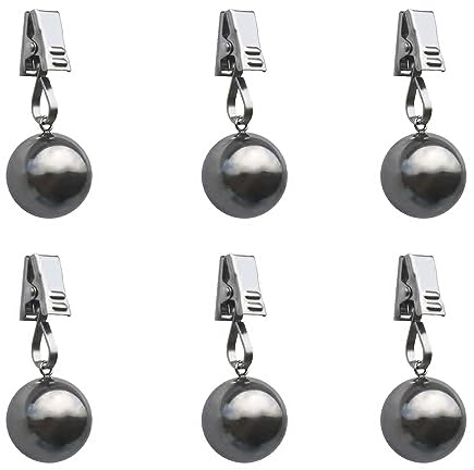 HillSpring Tischdeckenbeschwerer Extra Schwer, 6er Pack Gewichte für Tischdecke Outdoor, Rostfreie Edelstahlkugeln mit Clips, Gewichte für Vorhänge, Outdoor-Picknicktisch, Fahnen, 68 g