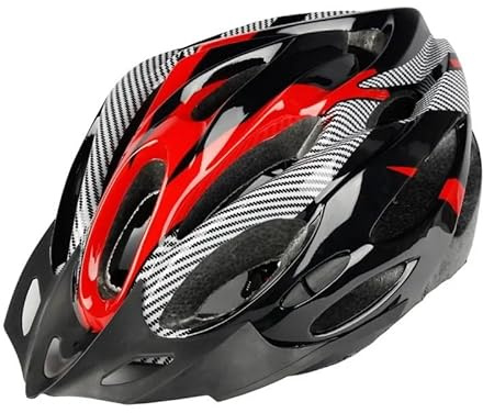 Fahrradhelm Fahrradhelm for Erwachsene, integrierter, vielseitig einsetzbarer, Verstellbarer Fahrrad-Sporthelm(Black Red)