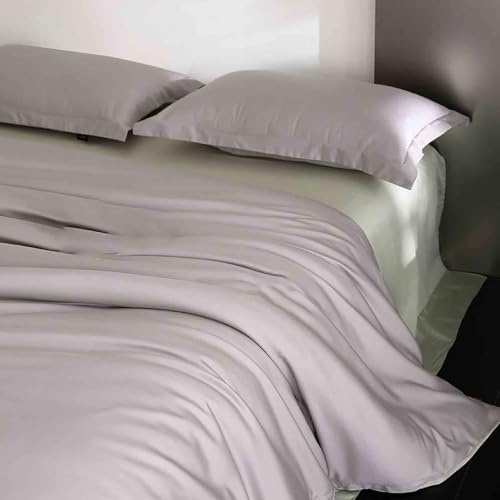 Juego De Sabanas Verano Sábanas Cama Algodon (Gray,2) | 4 Piezas Funda Nórdica Funda De Almohada Algodón De 80 Hilos Suave Cómodo Y Transpirable