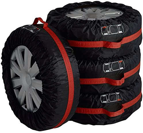 ELR Große Reifen Taschen Robust Reifentaschen Autorädertaschen Passend für Winter Sommer Reifen Reifentypen Weniger Als 80cm Durchmesser Schwarz Premium 4-TLG.