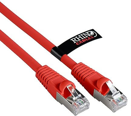 rhinocables CAT 6a Ethernet Cable | 10Gbps S/FT High-Speed & Large Bandwidth Data Transfer | Reliable LAN Network RJ45 Cable | Wi-Fi Broadband Cable for Seamless Gaming & Streaming (20m, Red)