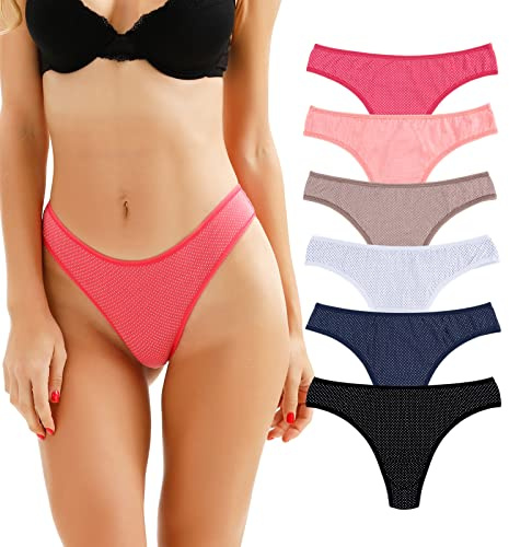 KNITLORD 6-pack damstringtrosor underkläder bomull andningsfunktionella trosor hipster bikini, Grundläggande, M