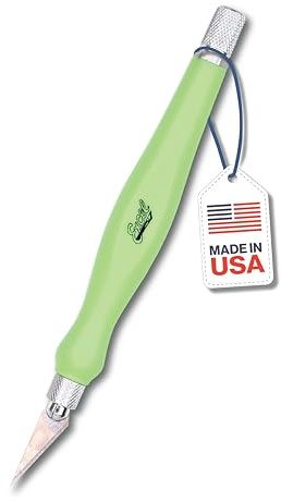 Excel Blades Fit Grip Craft Knife With #11 Ultra-Sharp Carbon Steel Angled Blade – Precision Hobby Knife With Contoured Rubberized Grip For DIY, Art Crafts, And Model Projects – Green, Made in the USA
