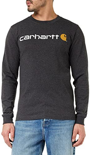 Carhartt herr T-tröja Långärmad arbetskläder signatur grafisk T-shirt - kärnlogotyp , Kolljung, L