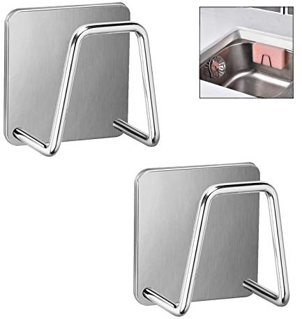 XLKJ 2 Piezas Porta Esponja Organizador Soporte de Esponja Acero Inoxidable Accesorios Fregadero, Buen Rendimiento de Ventilación para Mantener la Esponja Seca