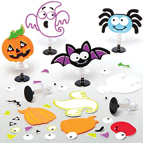 Baker Ross AX223 Halloween Hüpf Figuren Bastelset für Kinder - 8 Stück, Saisonale Kreativsets und Bastelbedarf zum Basteln und Dekorieren zur Winterzeit, Hüpf, Mittel