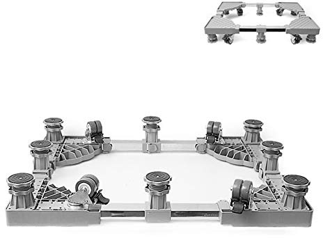 Waschmaschine Sockel,Einstellbares Max80Mm, 31.49In,Multifunktional Beweglich,Geeignet Für Doppelt Öffnende Gefrierschrank Gefrierschrank,Lager 300Kg Verdicken/Schwarz / 8 Fuß + 4 Rad