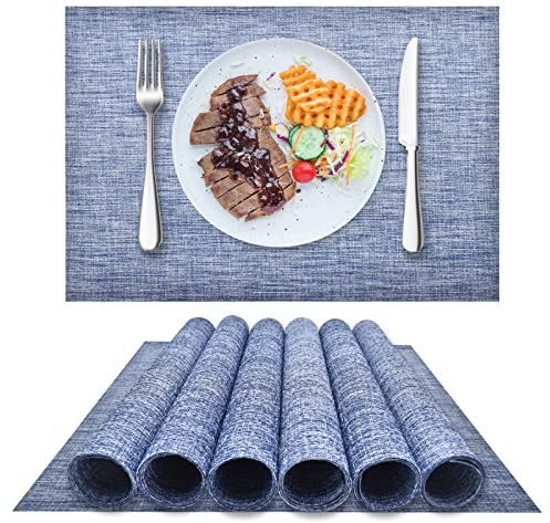 LIFEWEAR Platzsets Abwaschbar Tischsets 4er Set Platzdeckchen rutschfest Tischset PVC Hitzebeständig Tisch Platzset, S01 Blau