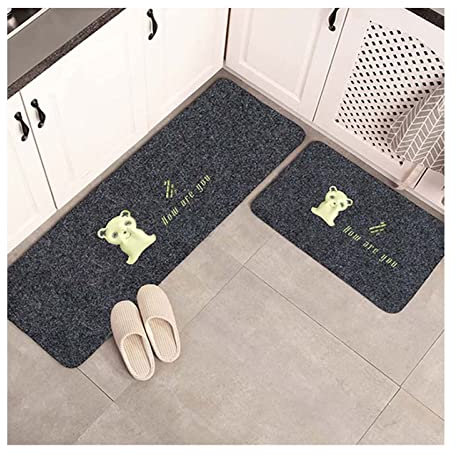 Küchen Teppiche Läufer Dünne Küchenmatte 3D Cartoon Tier Design Fluoreszierend Antiskid Küchenläufer Schlafzimmer Dekorativ Für Holzböde(Size:40x60cm+40x120cm ,Color:Leuchtender grauer Panda)