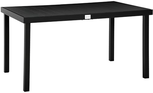 Outsunny Gartentisch für 6 Personen Esstisch Aluminiumtisch Gartenmöbel Loungemöbel pflegeleicht Kunststoff Schwarz 140 x 90 x 74 cm