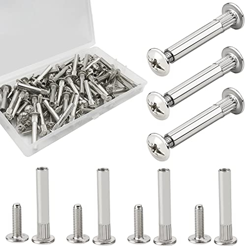 Möbelverbindungsschrauben Schrankverbinder Möbelverbinder Schrauben 60Stk M4 x 31-40mm Möbelschrauben Stahl Vernickelt Hülsenschrauben