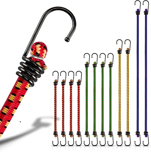 HAYATEC 12er Set Expander mit Haken Spanngummi mit Haken Gummiband mit Haken Gepäckspanner Spannseil Spanngurte Gummispanner mit Haken extra stark in 4 Längen für Transport und Ladungssicherung