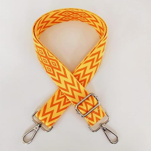 Boho Verstellbar Schulterriemen für Taschen 3.8cm Mehrfarbiger Breiter Taschengurt Schultergurt für Damen und Herren Verstellbar Riemen Taschenhenkel Umhängegurt für Taschen Handtaschen,Gelb Orange