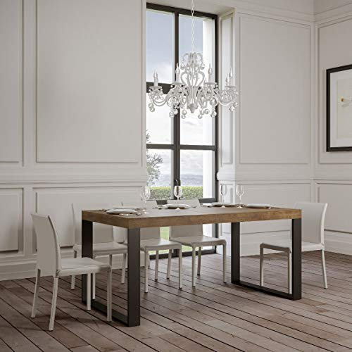 IMAGO FACTORY Tecno - Ausziehtisch, Platte Nussbaum, 90 x 180 cm, ausziehbar bis 440 cm, Gestell aus Metall, Farbe Anthrazit