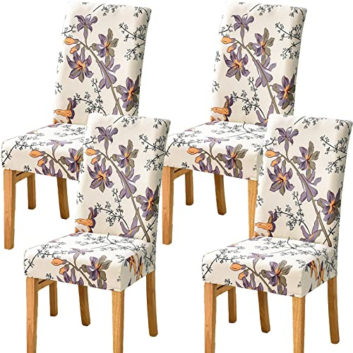 JMYDecor Coprisedie con Schienale, 4 Pezzi Coprisedia Elastico per Coprisedie Sala da Pranzo Rivestimento Sfoderabile, Fodere Sedie con Schienale Copertura Protettiva per sedie
