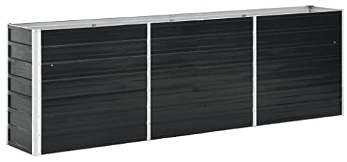 FIRBNUS Pot de Fleurs Extérieur 240x40x77 cm Boîte à Fleurs Profonde et Large Lit Surélevé de Balcon Métal Jardinière Jardin Facile à Assembler Lit de Plantation en Acier Galvanisé Anthracite