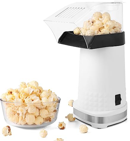 Nictemaw Heißluft-Popcorn-Maker, Elektrischer, ölfreier Popcorn-Maker, 1200 W, Weiß