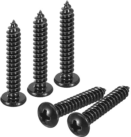 sourcing map Phillips Pan Head Self-tapping Screw 5mm x 30mm Black 50pcs | 304 Stainless Steel,Round Head,Wood Screw,Full Thread